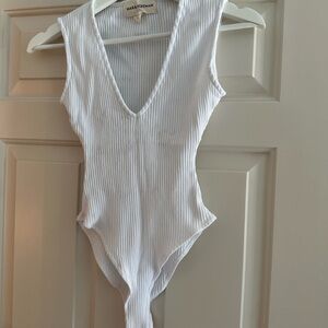 White Ribbed Bodysuit Mara Hoffman